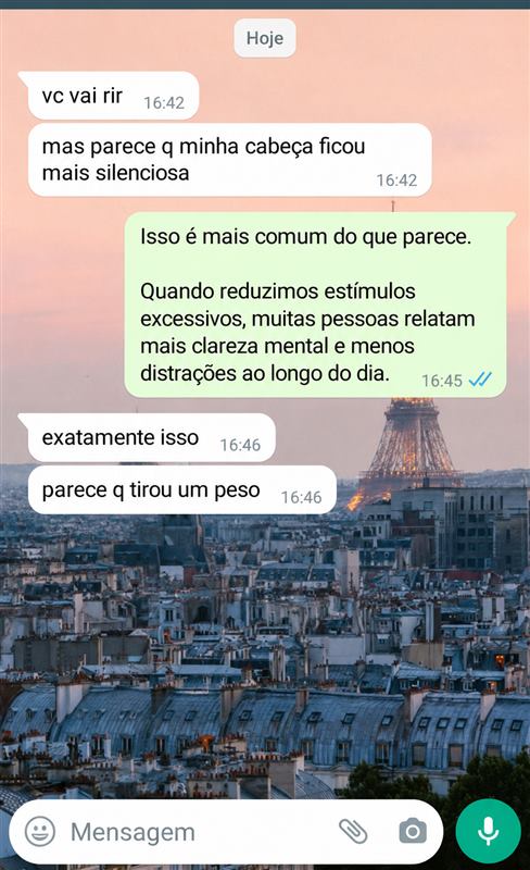 Minha cabeça ficou mais silenciosa