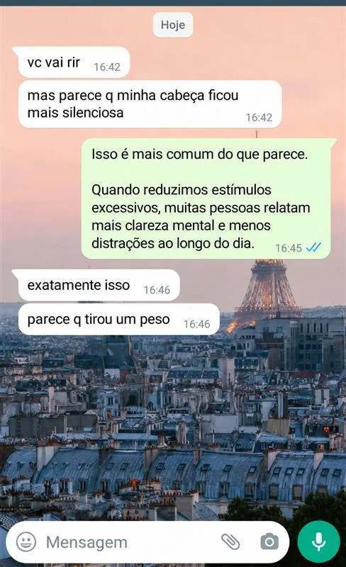 Minha cabeça ficou mais silenciosa